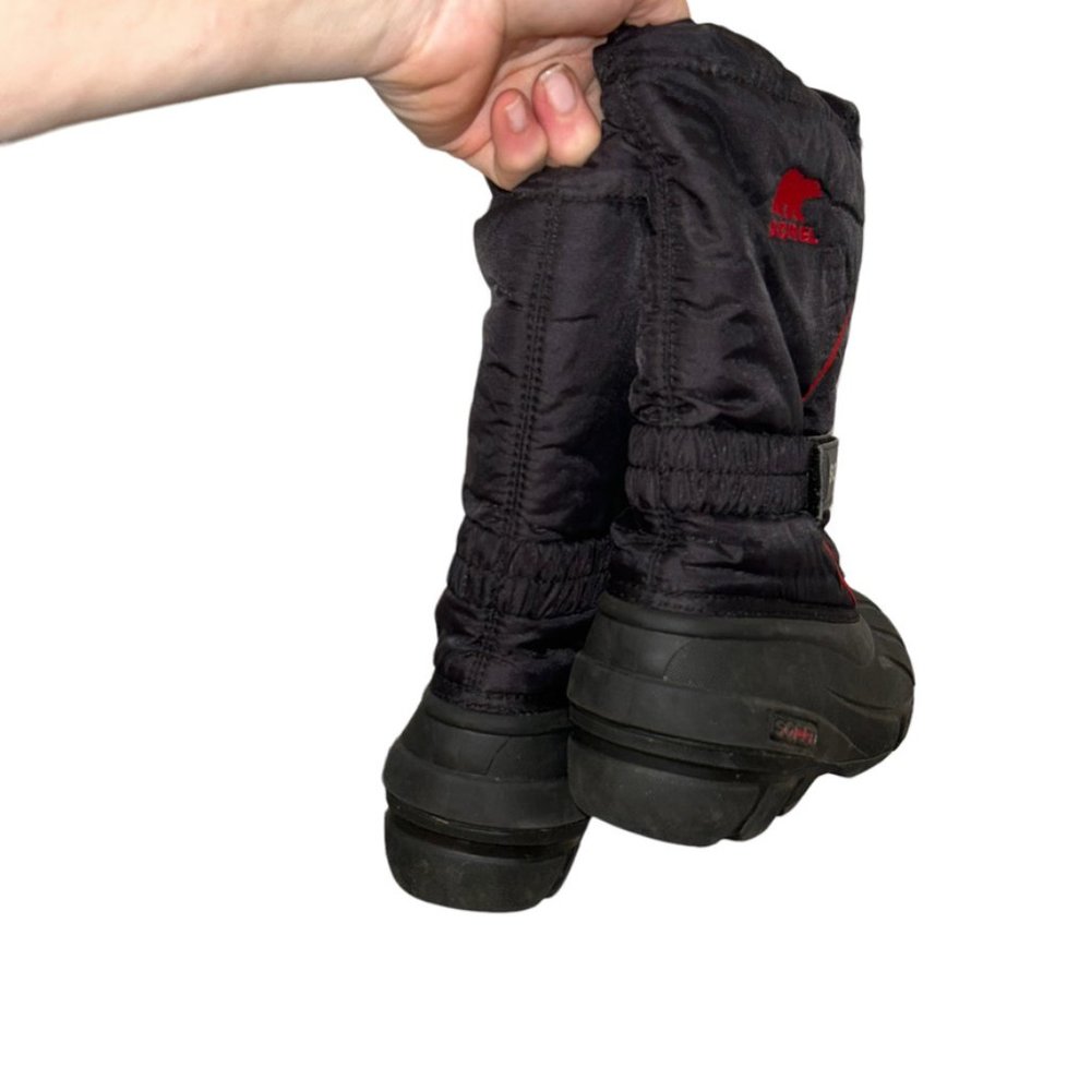 sorel black rubber winter snow boots unisex Kids 5 - Picture 3 of 6